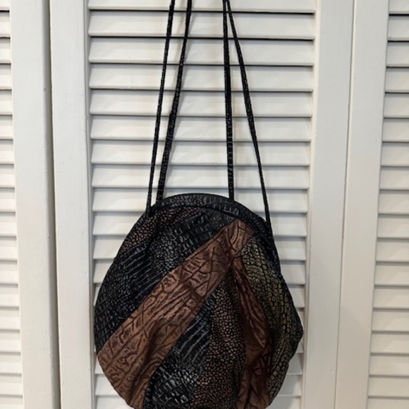 WOMEN'S COPPER/BLACK/ GOLD  CROSSBODY SHOULDER BAG  W/ LARGE OPENING - Picture 3 of 4